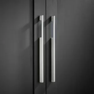 Premium Solid Brass Long Thin Silver Door Pull Handles For Kitchen And Wardrobes