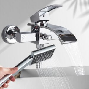 Chrome Wall-mounted Single Lever Faucet Bathroom Bath Hand Shower Mixer Tap Set