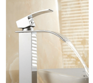 Waterfall Tall Bathroom Taps Sink Counter Basin Mixer Chrome Square Mono Faucet