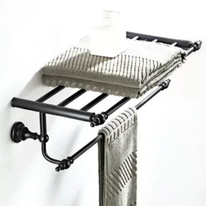 Oil Rubbed Bronze Wall Mounted Bathroom Towel Rail Holder Storage Rack Shelf Bar