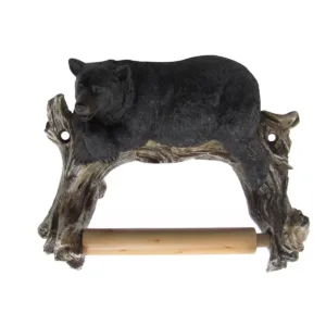 Wall Mount Lounging Black Bear TP Toilet Paper Tissue Roll Holder Bathroom Decor