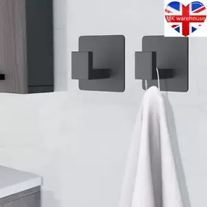 2PCS Self Adhesive Hooks Towel Holder Wall Door Stainless Steel Coat Bathroom