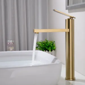Brass Bathroom Basin Mixer Tap Sink Faucet Single Hole Deck Mounted Brushed Gold