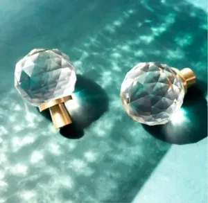 Crystal and brass cabinet handles and knobs
