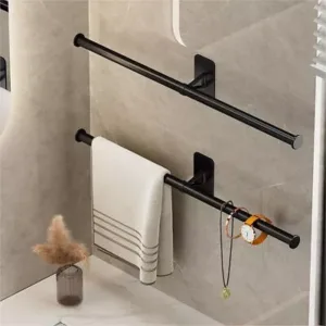 Self Adhesive Towel Rod Bar Wall Mounted Towel Holder Rail Rack Kitchen Bathroom