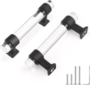 PinLin 5 Pack Black Kitchen Cupboard Handles Glass Kitchen Handles for Cupboards