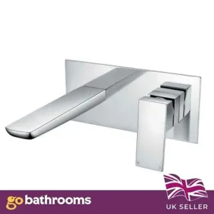 Wall Mounted Bathroom Basin Mixer Tap with Single Lever in Chrome Solid Brass