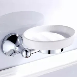 Polished Chrome Brass Bathroom Wall Mounted Ceramic Soap Dish Holder sba944