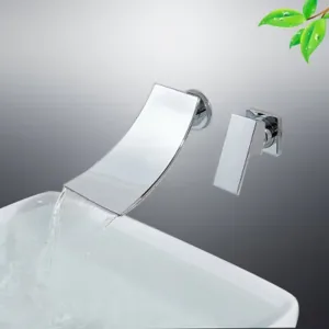 Waterfall Bathroom basin Faucet Taps Basin Mixer Tap Wall Mounted Chrome Modern