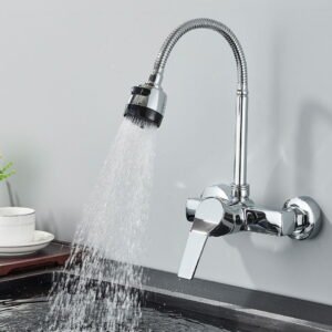 Kitchen Sink Mixer Taps Pull Out Single Lever Chrome Spray Mono Faucet