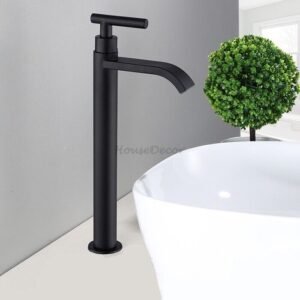 Black Single Water Way Tap Bathroom Countertop Basin Faucet Stainless Steel TAP