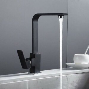 Modern Single Lever Swivel Spout Black Mono Tap Faucet Kitchen Sink Mixer Taps