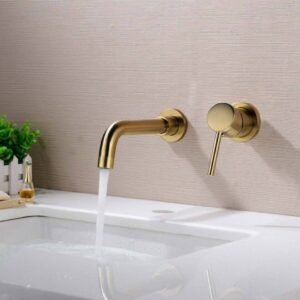 Bathroom Wall Mounted Swivel Spout Sink Faucet Concealed Basin Mixer Taps UK