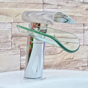 Glass Waterfall Bathroom Basin Sink Tap Faucet Chrome Mixer Water Tap