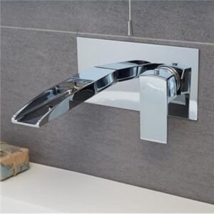 Wall Mounted Waterfall Basin Tap Single Lever Brass Chrome Bathroom Faucet