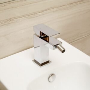 Deck Mounted Bidet Mixer Tap Square Single Lever Solid Brass Chrome Bathroom WC