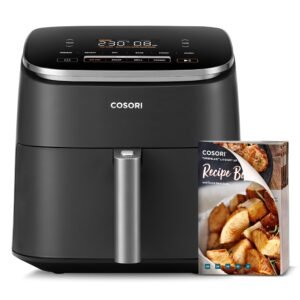 COSORI Air Fryer TurboBlaze, 6L Compact Design, 9 Functions with 5 Auto Fan Speeds Airflow System, Fast and Energy Saving, 30℃ to 230℃, Quiet, 110+ Recipes, Oil Free, Non-stick, Dishwasher Safe